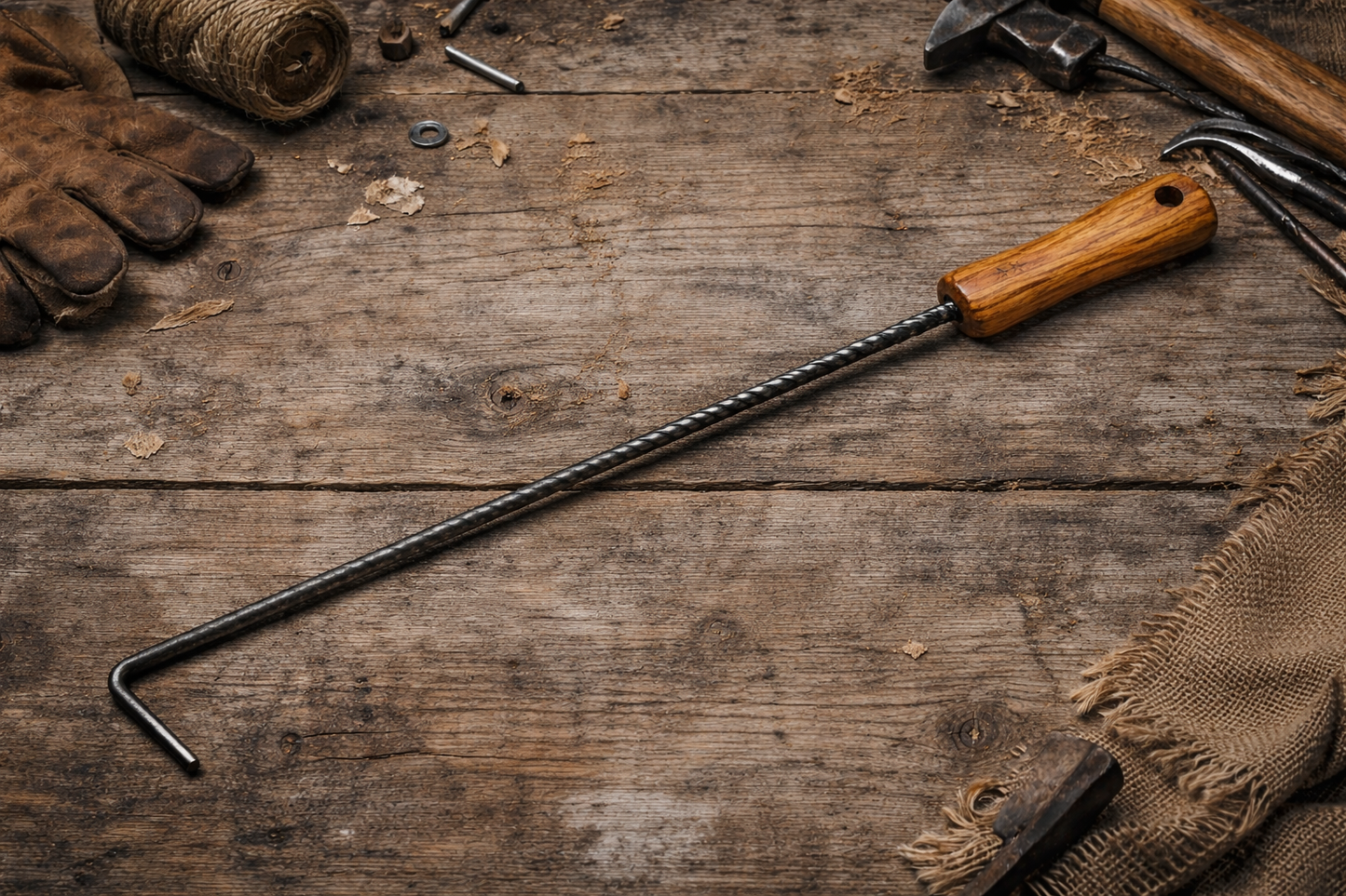 Hand Forged Rebar Fire Poker